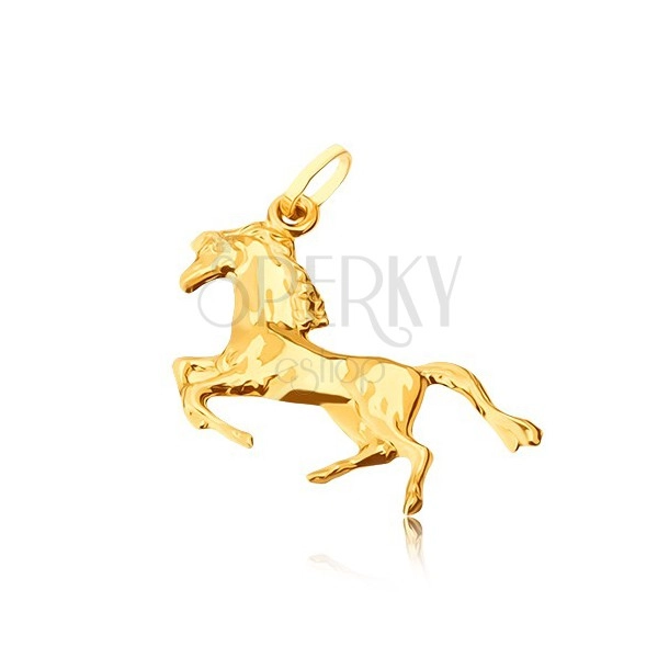Pandantiv din aur 14K - cal lucios stând pe picioarele posterioare