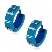 Cercei din oțel cu închidere tip verigă cu arc, cercuri albastre cu striații