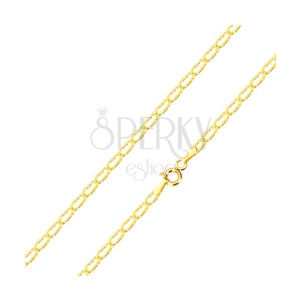 Lanț din aur galben 14K - zale subțiri plate, raze canelate, 450 mm