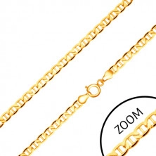 Lanț din aur - zale eliptice plate, pivot în mijloc, 550 mm