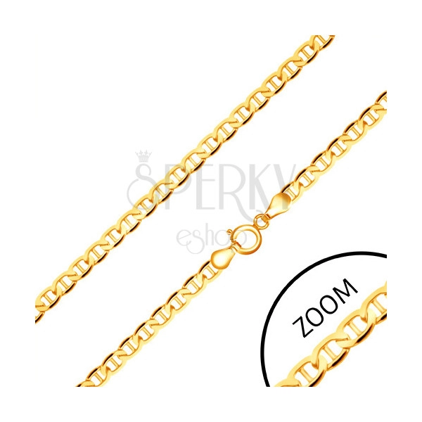 Lanț din aur - zale eliptice plate, pivot în mijloc, 550 mm
