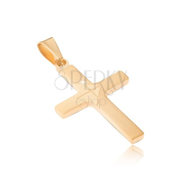 Pandantiv din oțel inoxidabil auriu, cruce latină mată, săgeată lucioasă
