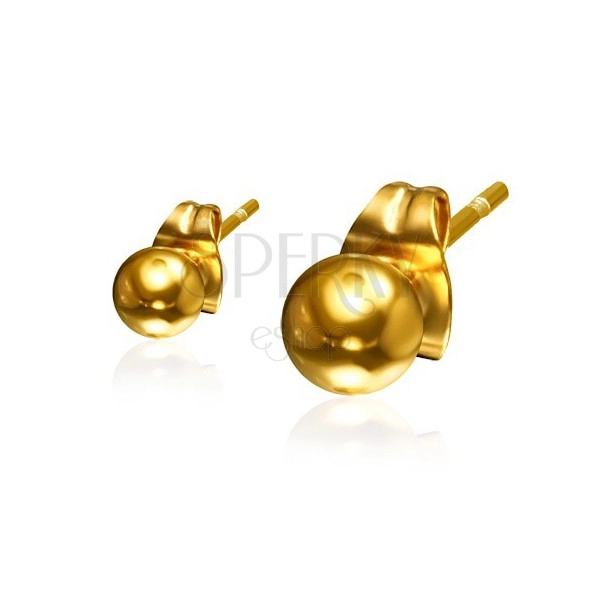Cercei aurii din oțel în formă de bile, 4 mm