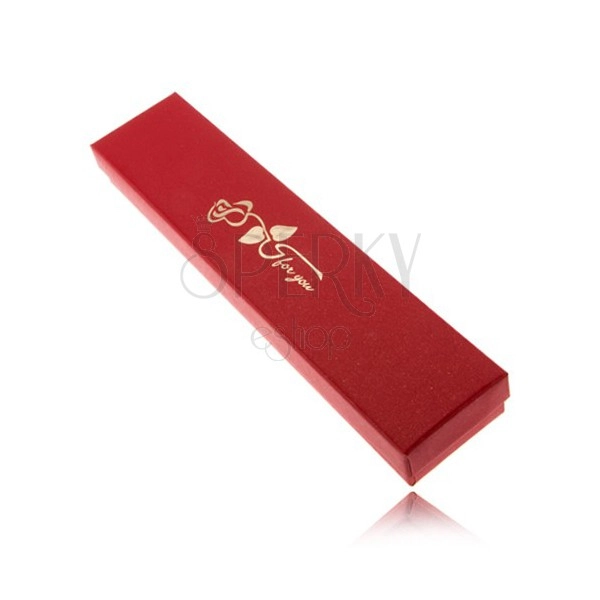 Cutiuță de cadou roșu strălucitor pentru brățară, trandafir auriu cu inscripție