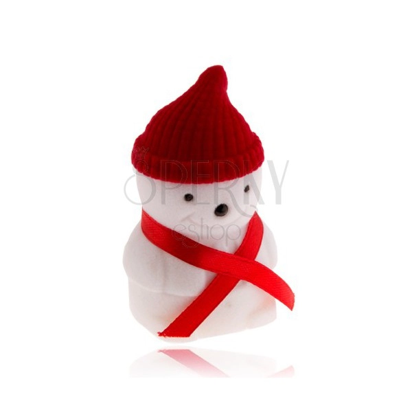 Cutiuță de cadou pentru inel, om de zăpadă cu căciuliță roșie