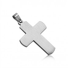 Pandantiv din oţel cu suprafaţă mată, cruce argintie