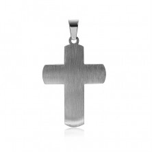 Pandantiv din oţel cu suprafaţă mată, cruce argintie