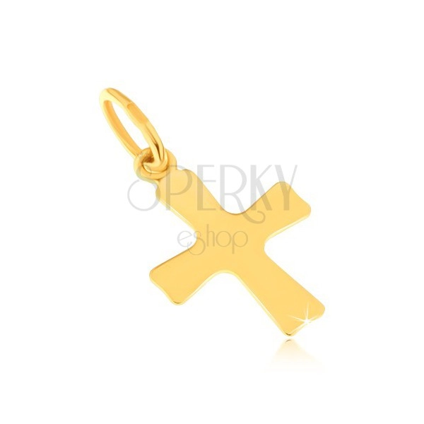 Pandantiv lucios din aur galben 14K - cruciuliță plată, brațe late