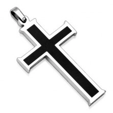 Pandantiv din oțel chirurgical - cruce cu centru negru