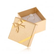 Cutiuță de cadou pentru inel, design auriu, fundiță