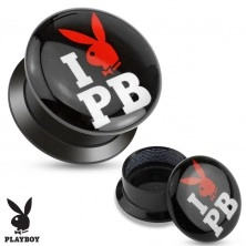 Plug şurub din acrilic negru - I love Playboy