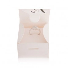 Cutiuță de cadou pentru inel din hârtie albă, ornament frunză spiralată