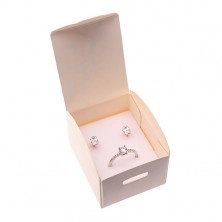 Cutiuță de cadou pentru inel din hârtie albă, ornament frunză spiralată