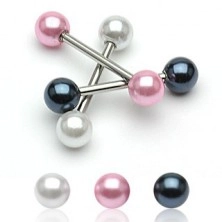Piercing pentru limbă cu bile din perle colorate