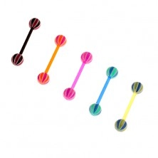 Piercing flexibil pentru limbă din acrilic UV, bile cu aspect de bomboană în trei culori