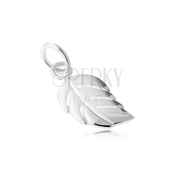 Pandantiv - argint 925, frunză netedă lucioasă rotunjită cu crestături
