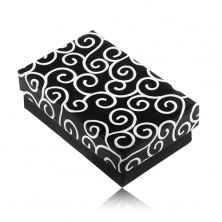 Cutiuță dreptunghiulară pentru cercei sau inel, ornamente negru cu alb