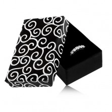 Cutiuță dreptunghiulară pentru cercei sau inel, ornamente negru cu alb