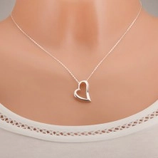 Colier din argint 925, ajustabil, lanț și contur inimă asimetrică