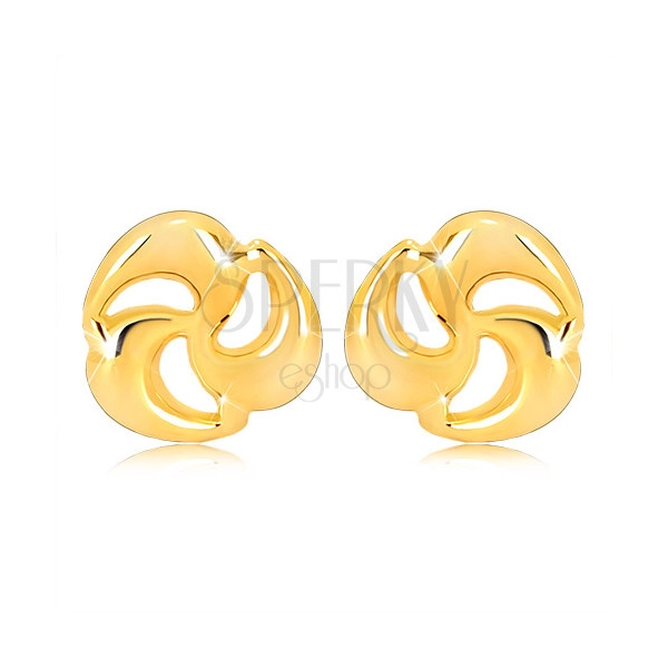 Cercei din aur 375 cu şurub - spirală strălucitoare cu trei vârfuri