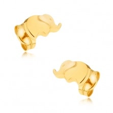 Cercei din aur 375 cu şurub - elefant mic lucios