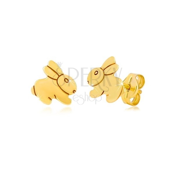 Cercei din aur 9K - iepure lucios sărind
