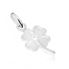 Pandantiv lucios - floare cu zirconiu în centru și tulpină, argint 925