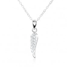 Colier din argint 925 - aripă de înger plată finuț gravată