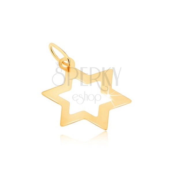 Pandantiv din aur 9K - contur lucios de stea cu şase colţuri