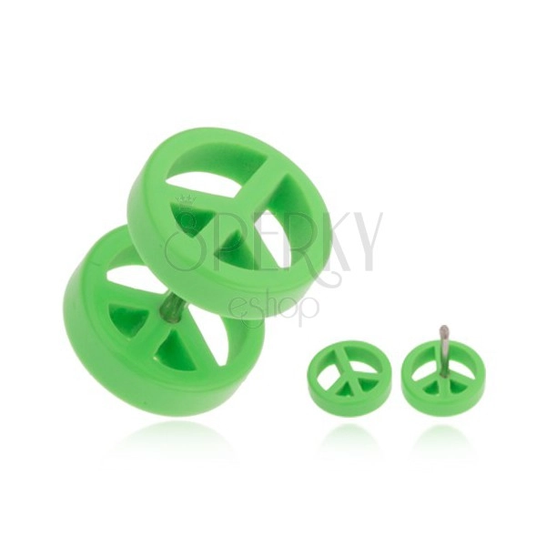 Plug fals pentru ureche din acrilic, simbolul păcii verde deschis