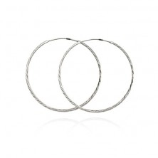 Cercei din argint 925, cercuri înguste cu crestături în diagonală, 40 mm