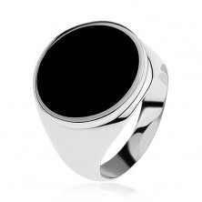 Inel argint 925 cu un cerc negru, smălţuit