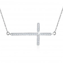 Colier realizat din argint 925 - cruce din zirconii transparente pe lanț finuț