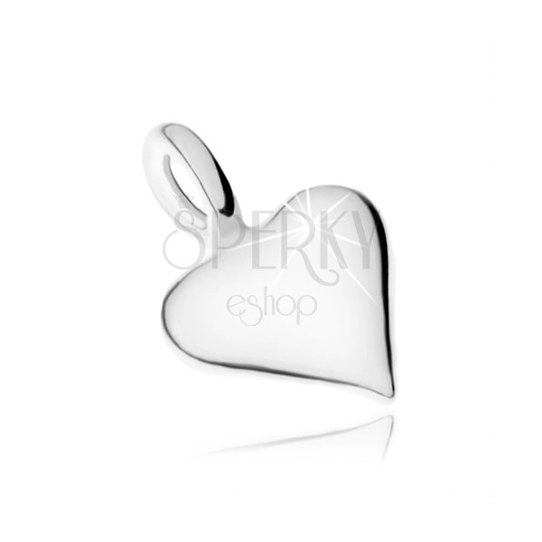 Pandantiv din argint 925, inimă proeminentă asimetrică, suprafață lucioasă