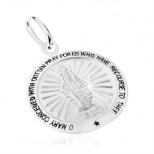 Pandantiv realizat din argint 925, motiv medalion miraculos - Fecioara Maria, rugăciune