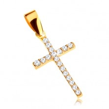 Pandantiv din aur 375 - cruce latină decorată cu zirconii transparente