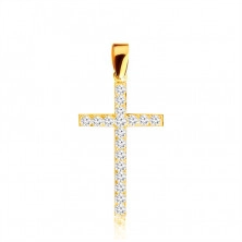Pandantiv din aur 375 - cruce latină decorată cu zirconii transparente