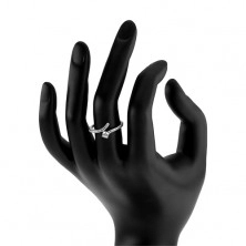 Inel de logodnă argint 925, braţe bifurcate, zirconiu transparent
