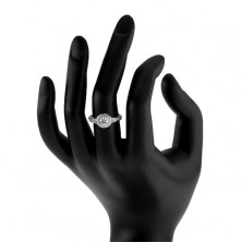 Inel de logodnă argint 925, soare din zirconiu transparent, ştrasuri sclipitoare