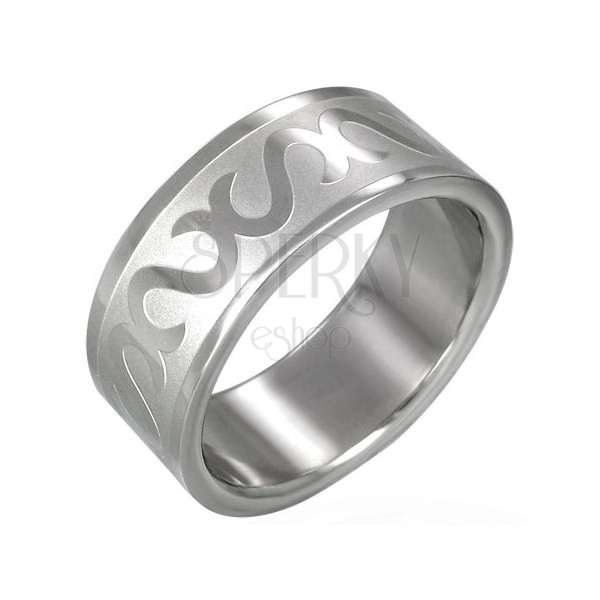 Inel din oțel inoxidabil - decorat cu litera S