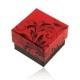 Cutiuță de cadou roșu cu negru pentru inel, model floral