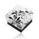 Cutiuță de cadou pentru inel, model frunze agățătoare, combinație negru cu alb