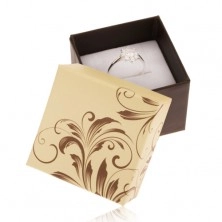 Cutiuță de cadou pentru inel - motiv frunze agățătoare, combinație galben cu maro
