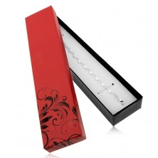 Cutiuță de cadou pentru lanț și ceas de mână, versiune pe roșu cu negru, ornament floral