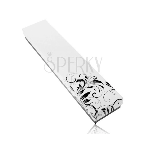 Cutiuță de cadou alb cu negru pentru lanț și ceas de mână, ornament floral