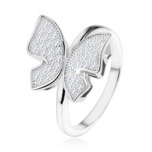 Inel argint 925, fluture sclipitor, încrustat cu zirconiu transparent