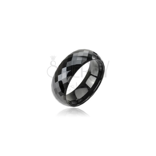 Inel negru din tungsten, model disco