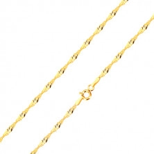 Lanţ din aur galben 14K - ochiuri ovale plate lucioase, spirală, 500 mm
