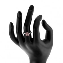 Inel din argint 925, floare strălucitoare încrustată cu zirconii roz şi transparente