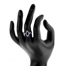 Inel din argint 925 - grăunte zirconiu albastru închis, contur transparent